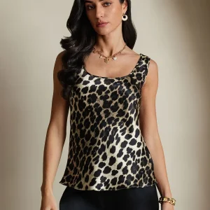 19Momme Damlinne I Siden Med Leopardmönster Och U-Ringning