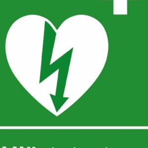 Skylt Hjärtstartare A4, dubbelsidig