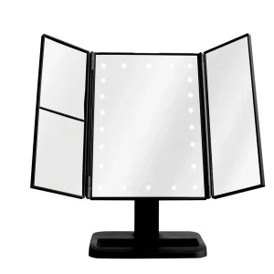 Nexxt Sminkspegel med LED-ljus – Hopfällbar & Förstoring 2x/3x – Svart