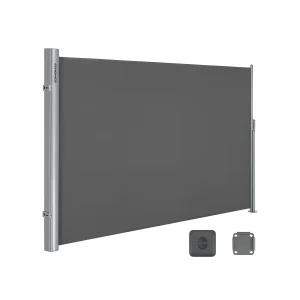 1,6 x 6 m (H x L), Dubbel sidomarkis, Infällbar, Insynsskydd, Solskydd, Rökgrå