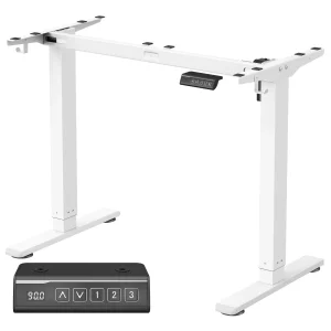 Elektriskt höj- och sänkbart skrivbord, sitt- och sänkbart skrivbordsstativ, bordsstativ utan bordsskiva, mattvit