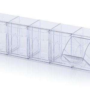 Tippbackar i glasklar plast