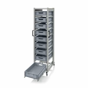 Mobilt backställ i aluminium för 9 Eurobackar