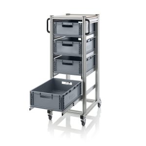 Mobilt backställ i aluminium för 4 eurobackar